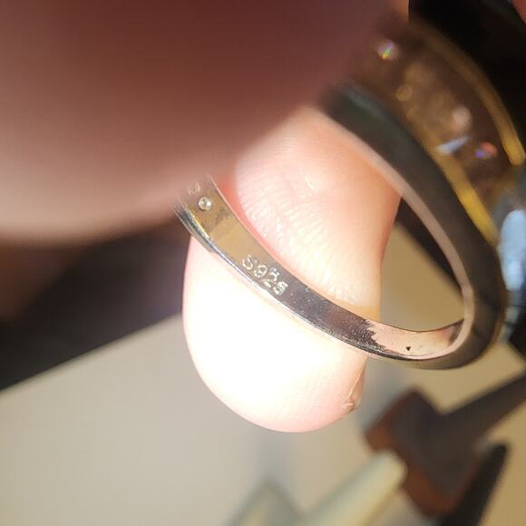 925 STERLING SILVER SZ 6.75 RED RUBY COLOR WHITE CUBIC TEARDROP ORNATE RING - Picture 6 of 7